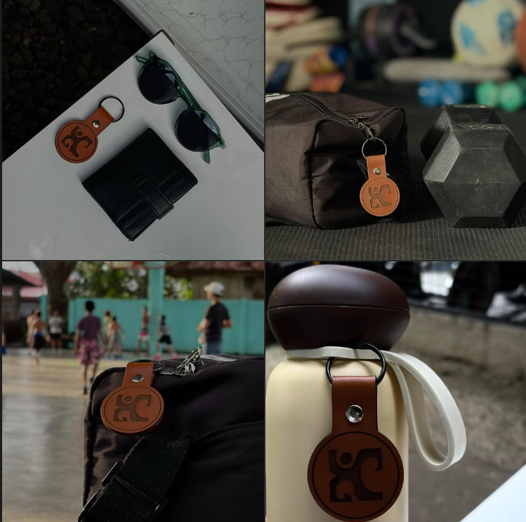 Unconquered leather keychain accessories across lifestyle settings
